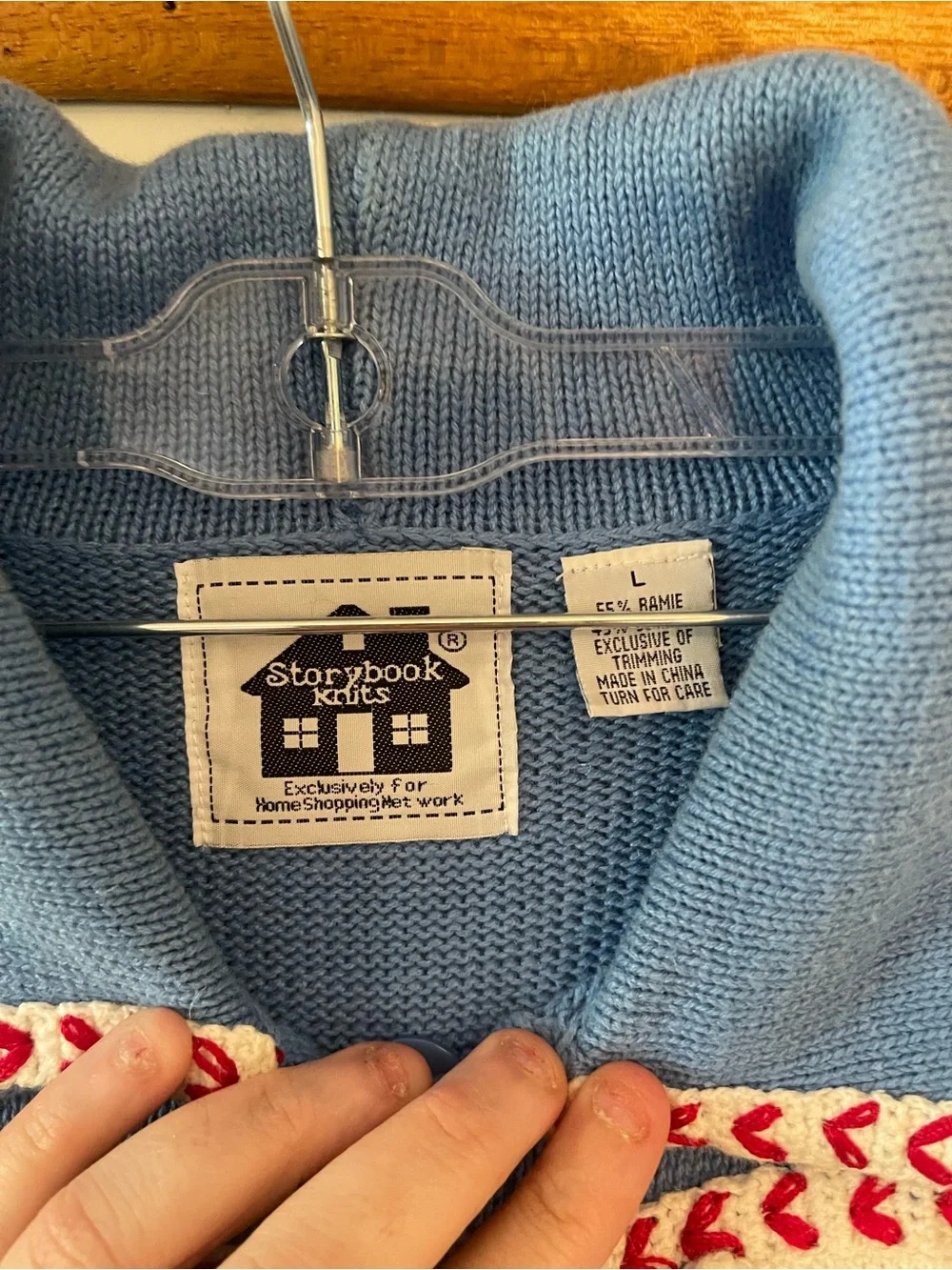 Vintage Storybook Knits Baseball US Flag  Sweater, Size Large - Picture 5 of 8